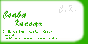 csaba kocsar business card